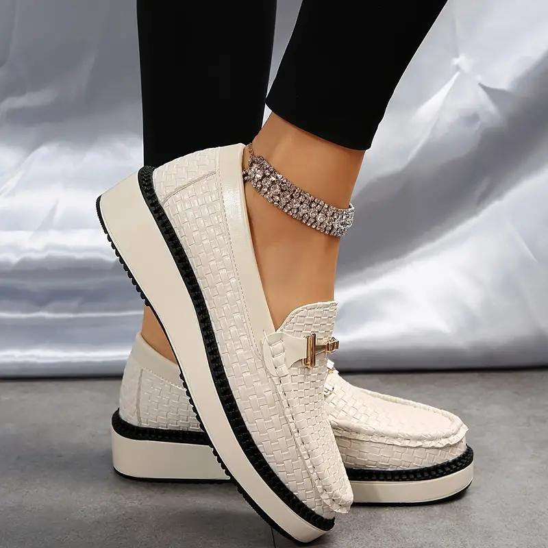 Plattform Loafers - Geflochten - Bequem - Damenschuhe - Slipper Shopnory