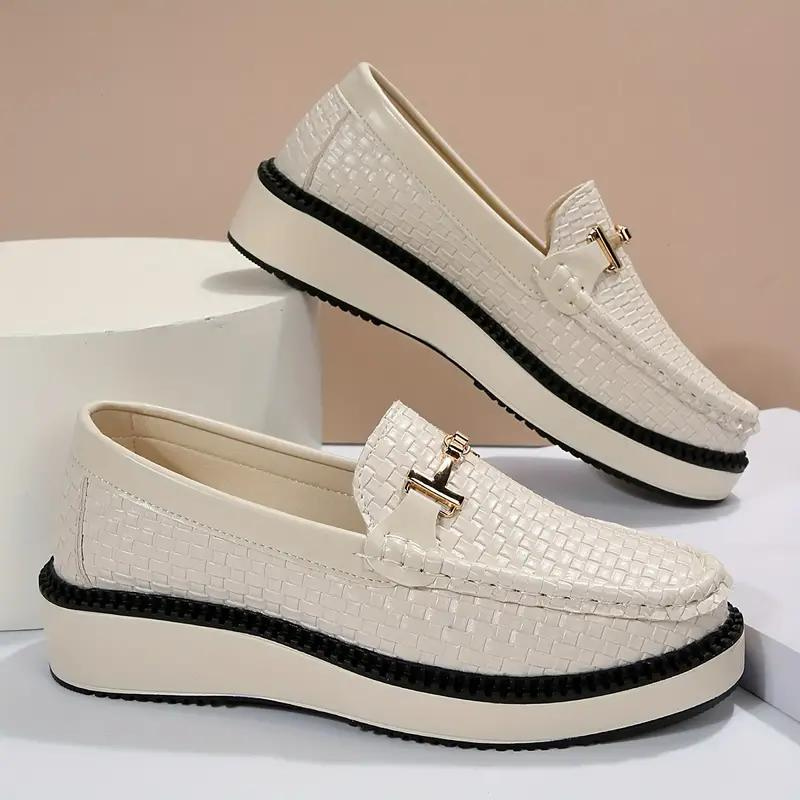 Plattform Loafers - Geflochten - Bequem - Damenschuhe - Slipper Shopnory