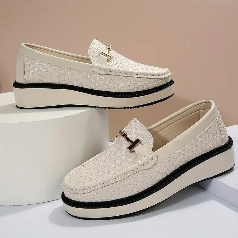 Plattform Loafers - Geflochten - Bequem - Damenschuhe - Slipper Shopnory