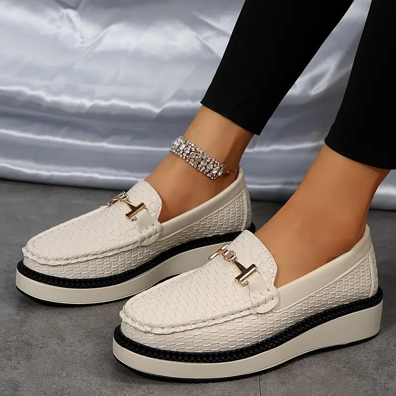 Plattform Loafers - Geflochten - Bequem - Damenschuhe - Slipper Shopnory