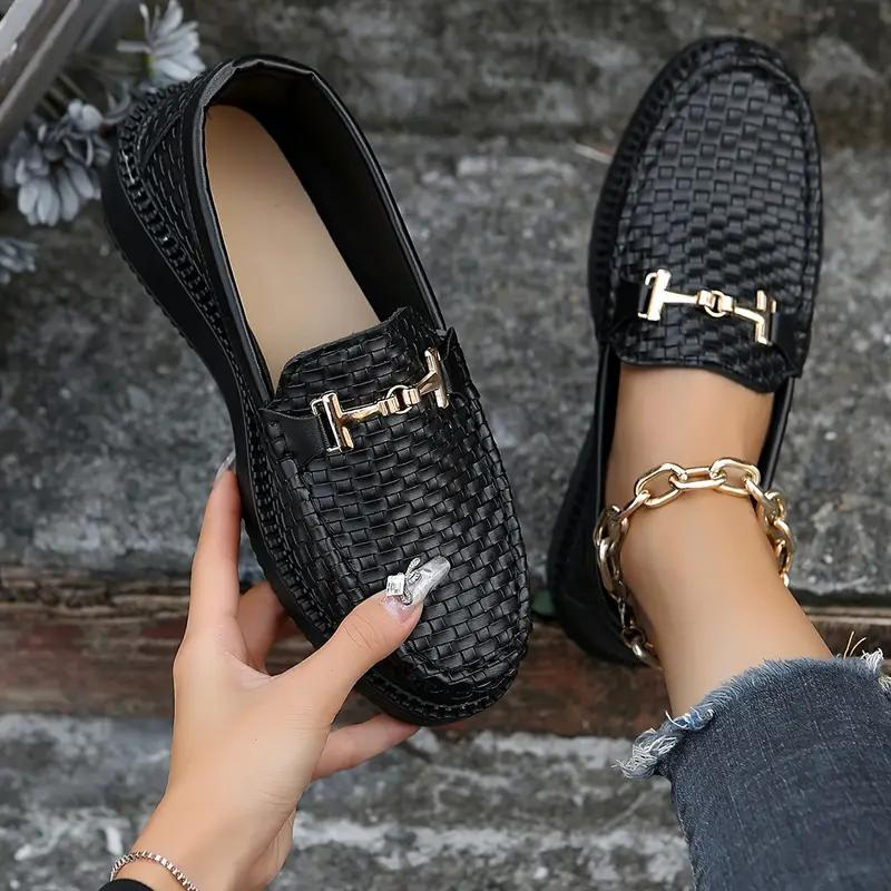 Plattform Loafers - Geflochten - Bequem - Damenschuhe - Slipper Shopnory