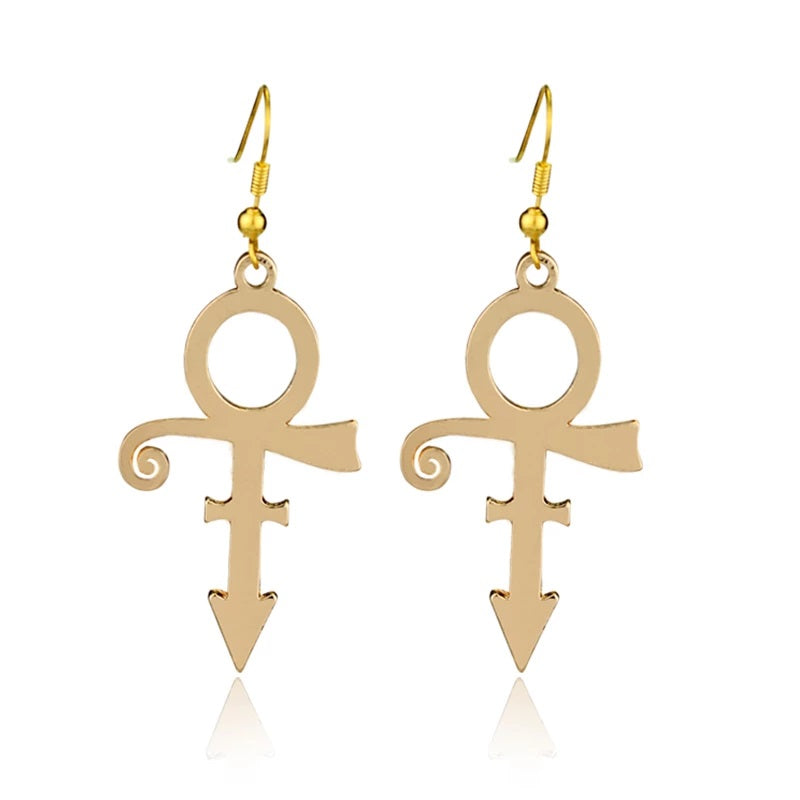 Prinz RIP Gedenk-Symbol Goldplattierte Hakenohrringe | Shop Nory