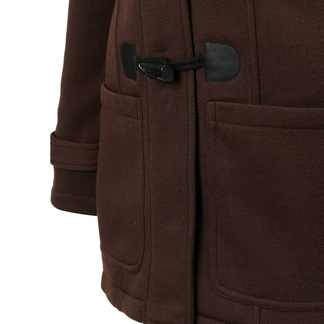 Woll Toggle Duffle Mantel Kapuzenfuzzy Gefütterter Duffle Mantel