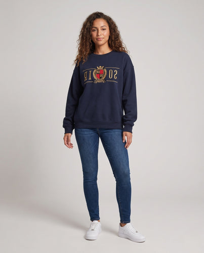Damen Besticktes Cropped‑Sweatshirt mit Wappenstickerei und kastiger Oversize‑Silhouette Shop Nory
