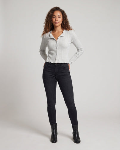 Damen Feinstrick-Cardigan mit V-Ausschnitt, Cropped‑Silhouette und Knopfleiste Shop Nory