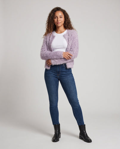 Damen Flauschiger Kurzcardigan aus Effektgarn mit offener Front Shop Nory