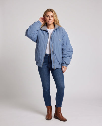 Damen Gepolsterte Oversize-Winterjacke mit Reißverschluss, hohem Stehkragen und elastischem Saum Shop Nory