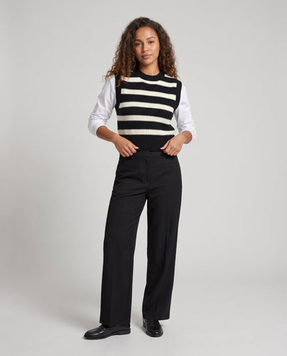 Damen Gestreifter Feinstrick-Pullunder mit breiten Streifen und Rippabschluss Shop Nory