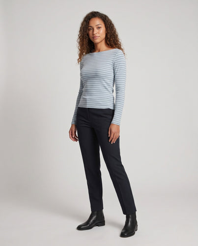 Damen Gestreiftes Langarm‑Bootneck‑Top mit schmaler Passform Shop Nory