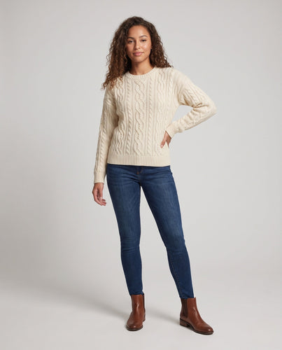 Damen Grobstrickpullover mit Zopfmuster, Oversize‑Schnitt und Rundhalsausschnitt Shop Nory