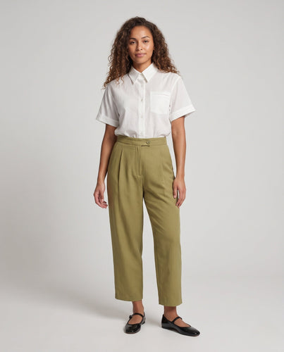 Damen High-Waist Culotte-Hose mit weitem Bein und Bügelfalte Shop Nory