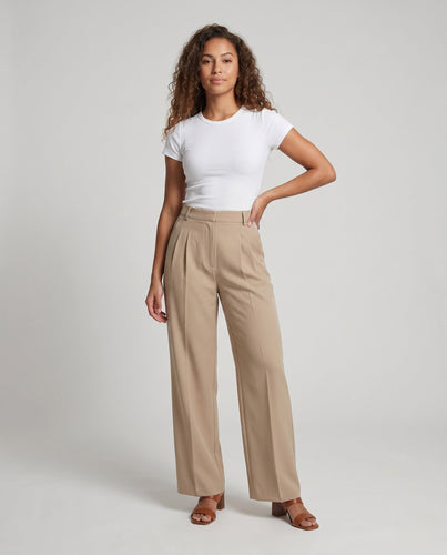 Damen Hochtaillierte Bundfalten-Palazzohose mit weitem Bein und softem Fall Shop Nory