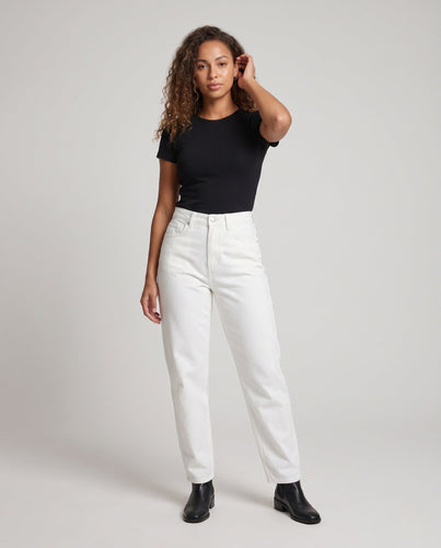 Damen Hochtaillierte lässige Gerade-Jeanshose mit weitem Bein Shop Nory