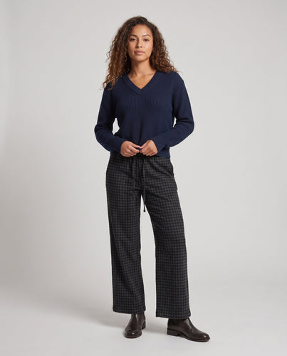 Damen Hochtaillierte weite Karomuster-Hose mit Tunnelzug und relaxed‑Fit Shop Nory