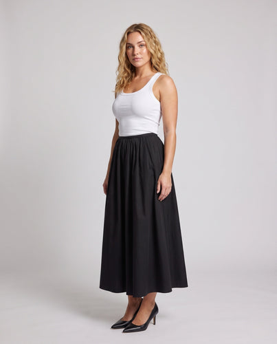 Damen Hochtaillierter Midirock mit soften Kellerfalten und fließender A‑Linie Shop Nory