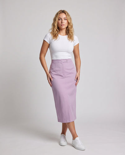 Damen Hochtaillierter Midirock mit vorderer Mittelnaht und schlanker Bleistiftform Shop Nory