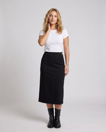 Damen Hochtaillierter Midirock mit Zierknopfleiste und leichter Glockenform Shop Nory