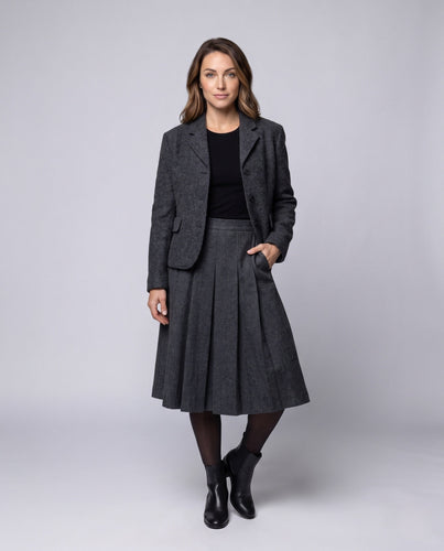 Damen Kurzblazer aus strukturierter Wollmix-Qualität mit kastiger Cropped-Silhouette Shop Nory