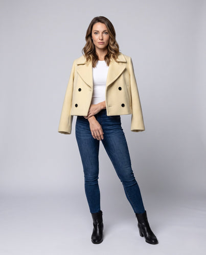 Damen Kurzer doppelreihiger Wollmix-Peacoat mit weitem Revers Shop Nory