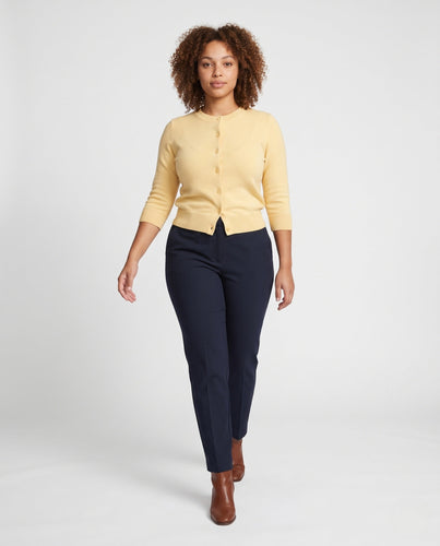 Damen Kurzgeschnittener Feinstrick-Cardigan mit 3/4-Ärmeln und geripptem Saum Shop Nory