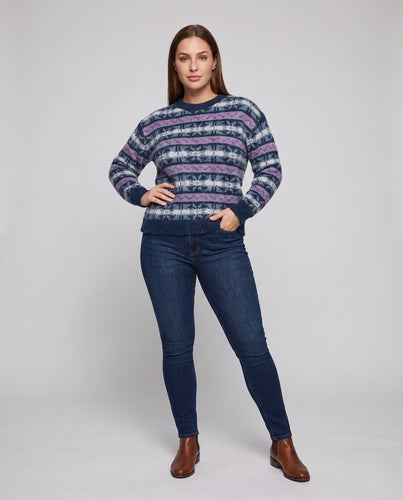 Damen Kuscheliger Oversize-Cardigan mit Mohair‑Optik und horizontalem Farbverlauf Shop Nory