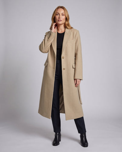 Damen Langmantel mit Bindegürtel, Oversize-Ärmeln und Reverskragen Shop Nory