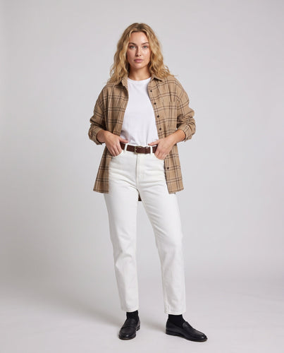 Damen Lässiges Oversize-Kariertes Baumwoll-Überhemd mit Knopfleiste Shop Nory
