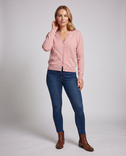 Damen Leichter V-Ausschnitt Feinstrick-Cardigan mit Eingrifftaschen und gerippten Bündchen Shop Nory