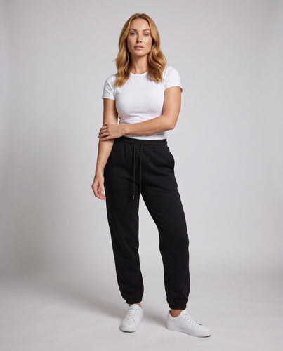 Damen Locker geschnittene Fleece-Jogginghose mit hohem Elastikbund und Kordelzug Shop Nory