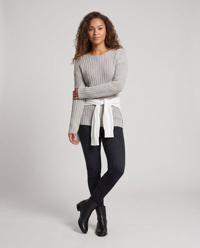Damen Oversize‑Gerippter Baumwollmix‑Strickpullover mit U‑Boot‑Ausschnitt Shop Nory