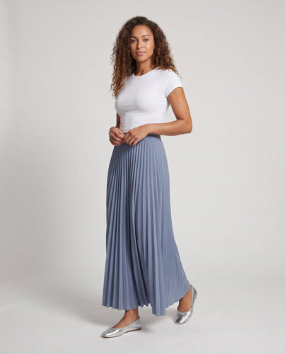 Damen Plissierter Maxirock mit hohem Bund und fließender Leichtstoff‑Qualität Shop Nory