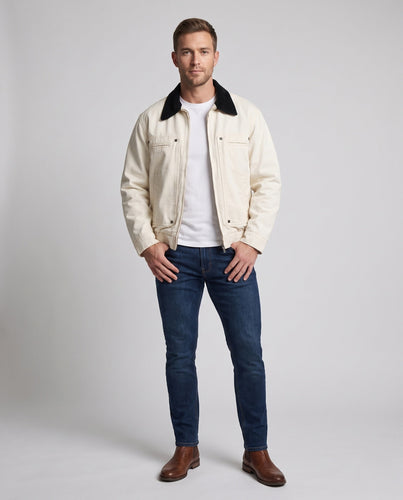 Herren Baumwoll-Canvas-Jacke mit Cordkragen, legerer Passform und elastischem Saum Shop Nory