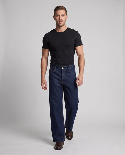 Herren Extraweite Low-Slung Rigid-Denim-Jeans mit geradem Palazzobein Shop Nory