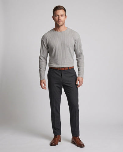 Herren geripptes Langarmshirt mit Rundhalsausschnitt und relaxed Fit Shop Nory