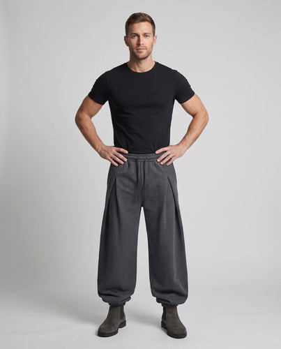 Herren Hochtaillierte Plissée-Hose mit doppelter Bundfalte und weitem Palazzo-Bein Shop Nory