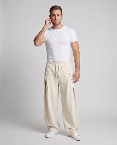 Herren Hochtaillierte Plissée-Palazzo-Hose aus Wollmix mit markanten Bundfalten Shop Nory