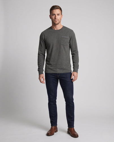 Herren Langarmshirt aus meliertem Jersey mit Brusttasche Shop Nory