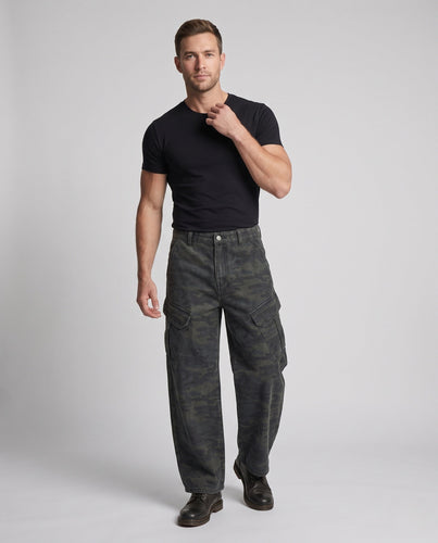 Herren Locker fallende Camouflage‑Cargo‑Palazzo‑Hose mit extra weitem Bein und Mehrfachpattentaschen Shop Nory