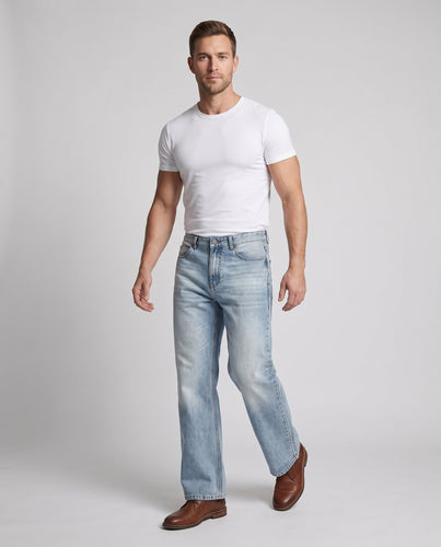 Herren Locker geschnittene Denim-Hose mit extra weitem Bein und leichter Used-Waschung Shop Nory