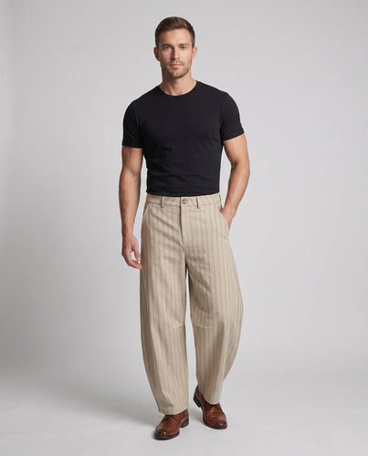 Herren Nadelstreifen-Hochbund-Hose mit extra weitem Bein Shop Nory