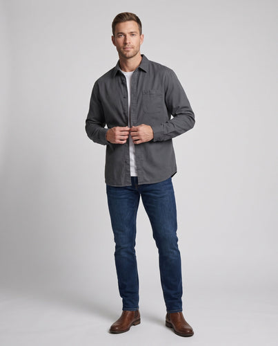 Herren Oversize-Baumwollhemd mit Brusttasche und cleanem Button-Front Shop Nory