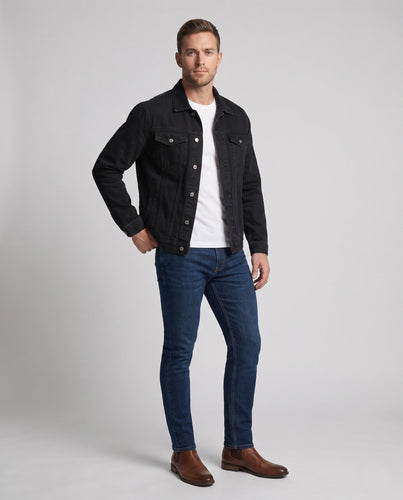 Herren Oversize Denim-Truckerjacke mit Brusttaschen und Metallknöpfen Shop Nory