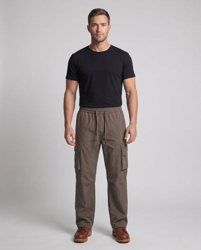Herren Relaxed-Cargo-Hose mit Kordelbund, tiefem Schritt und großen Klappentaschen Shop Nory