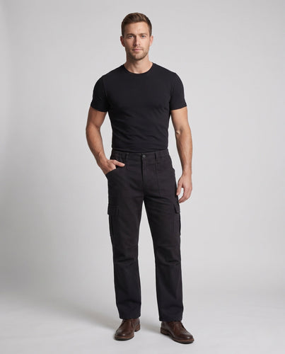 Herren Relaxed-Utility-Cargopalazzo-Hose mit tiefem Schritt, verstärkten Kniepaneelen und elastischem Saum Shop Nory