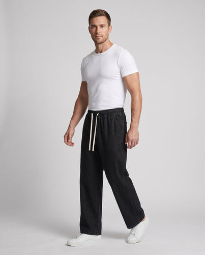 Herren Relaxte Jogpant aus schwerem Denim mit elastischem Kordelbund und geradem Bein Shop Nory