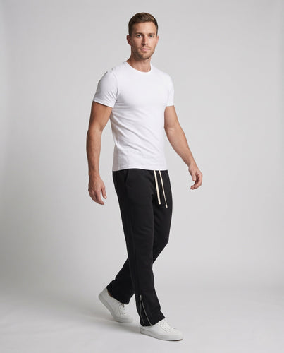 Herren Relaxte Lounge-Sweatpants mit weitem Bein, Bügelfalte und seitlichem Saumreißverschluss Shop Nory