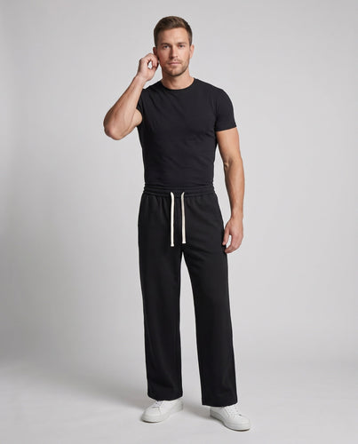 Herren Relaxte Wide‑Leg Jersey‑Jogginghose mit elastischem Kordelbund und Seitentaschen Shop Nory