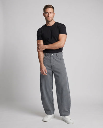 Herren Weit geschnittene Nadelstreifen-Slouch-Hose mit extra weitem Bein Shop Nory