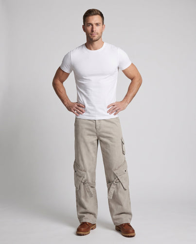 Herren Weite Cargo-Baggy-Hose mit D‑Ring‑Trägern, Kniepaneelen und tiefem Schritt Shop Nory