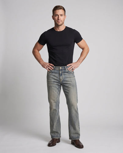 Herren weite Stonewashed-Baggy-Jeans mit verlängertem Saum und dezenter Used-Waschung Shop Nory